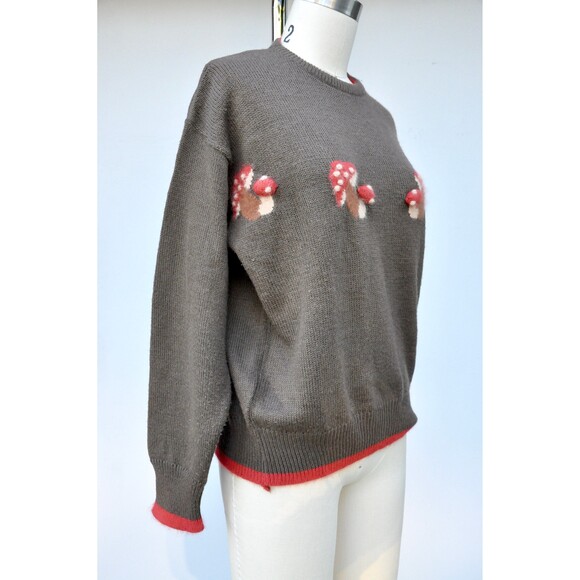 Vintage Mushrooms Psychedelic Sweater Fall Winter Woodland Gypsy Boho S M - Picture 9 of 10